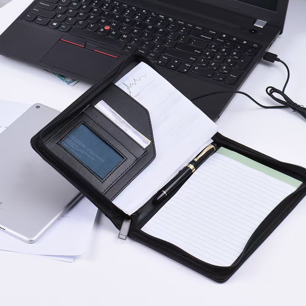 Document Scanner Portable - 2026年版 ポータブルA5ビジネスポートフォリオ ジッパー付き多機能ポートフォリオフォルダ メモ帳 PUレザー ドキュメントケース