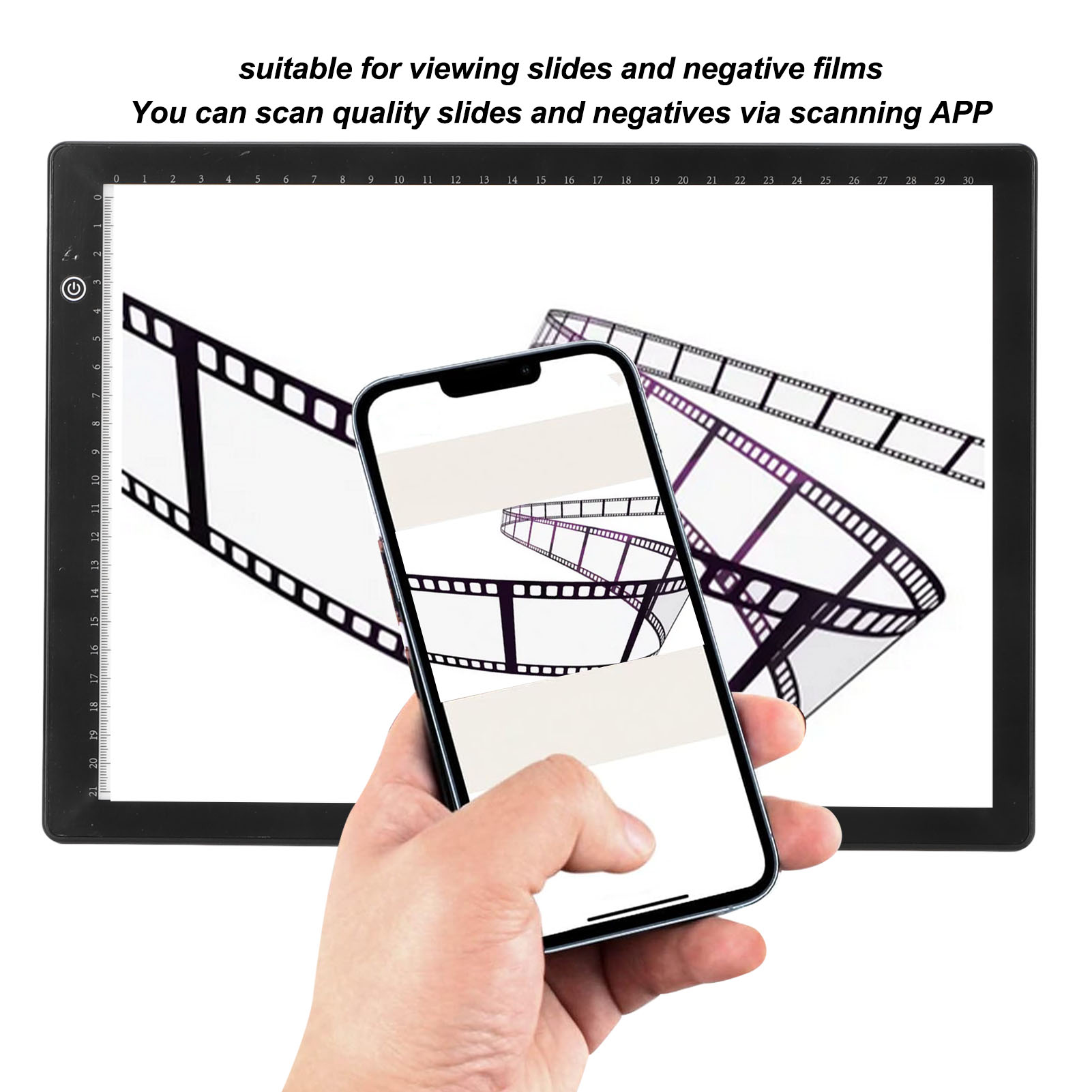 Document Scanner Portable - ソフトLEDフィルムスキャンライトボックス,スライドビューアー,3輝度レベル,A4サイズ,USB電源,オフィス用アプリ編集