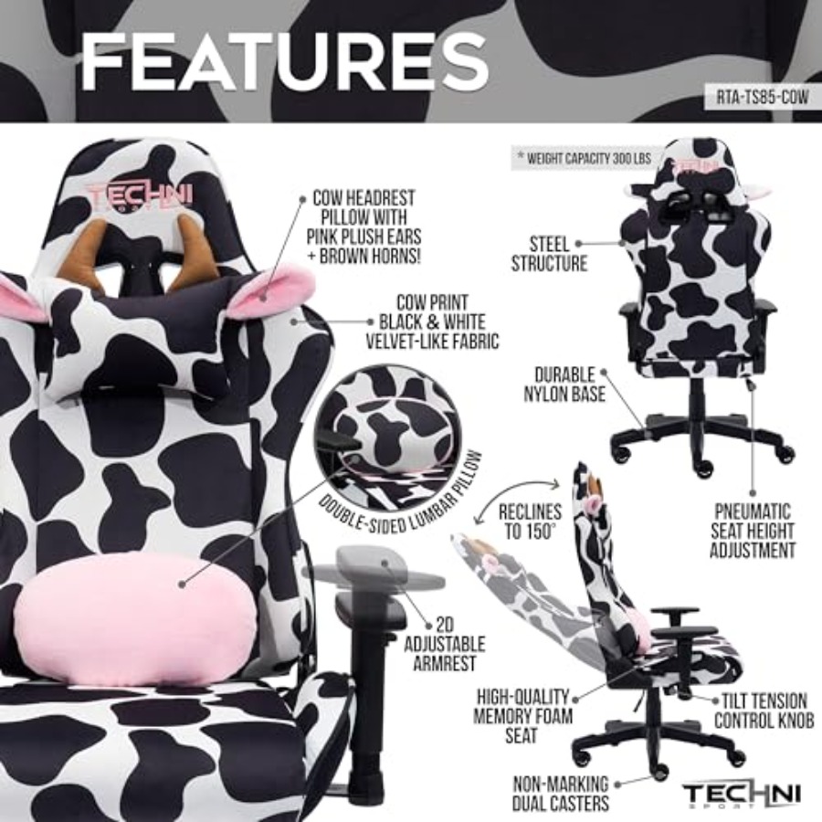 ホームオフィス用ゲーミングチェア、黒牛革製、人間工学に基づい - Ergonomic Office Chair のレビューと価格