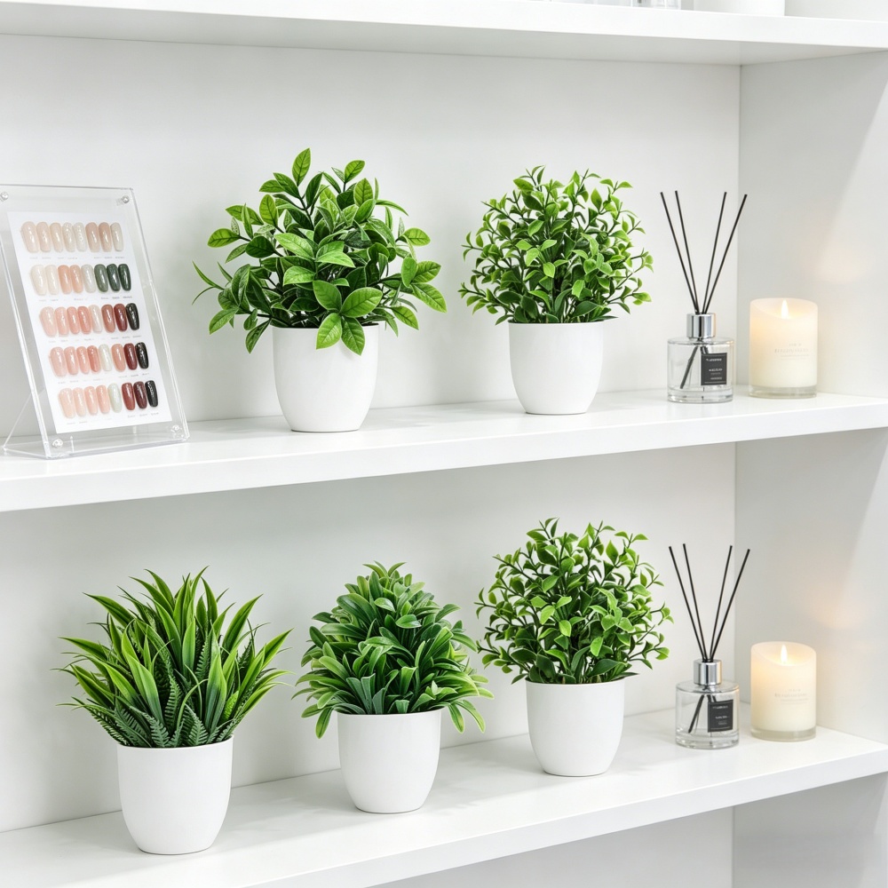 4個セット ミニ人工植物 鉢植え 室内/屋外装飾 グリーン盆 - Home Office Layout のレビューと価格