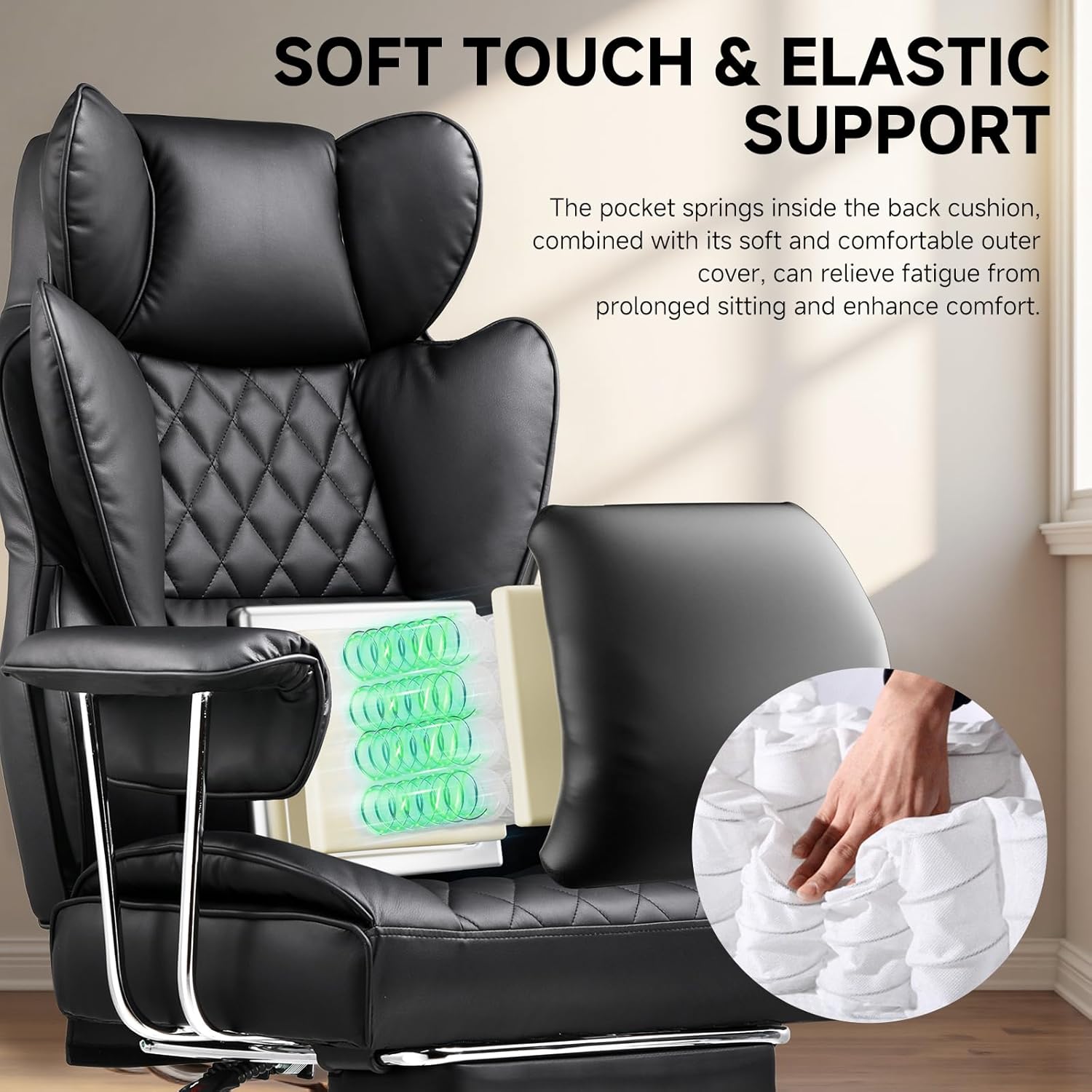 足置き台付き大型背の高いオフィスチェア、ハイバックレザーゲー - Ergonomic Office Chair のレビューと価格